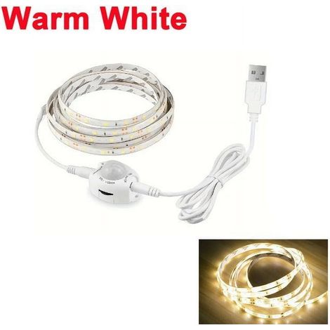 Ruban Led Avec Capteur De Mouvement - Alimentation USB - Blanc Chaud - Pour Sous Lit Sous Meuble Escalier Placard - 1 Pièce (1/5)