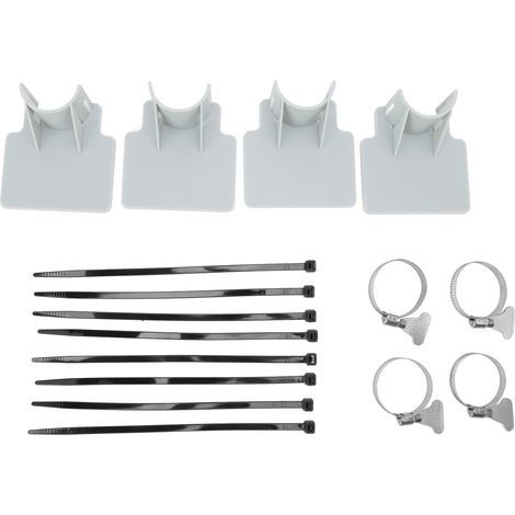 sets of pool hose supports, non-slip cable ties, stainless steel hose clamps, grey (1/5)