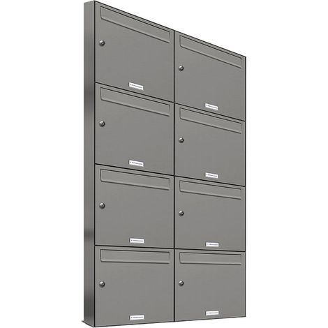 8er Premium Briefkasten Aluminiumgrau RAL Farbe 9007 für Außen Wand Postkasten 2x4 S (1/5)