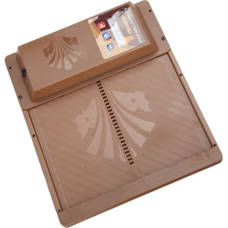 Porte de poulailler automatique solaire à ouverture horizontale USB 3 en 1 avec minuterie, capteur de luminosité et télécommande (marron) (1/5)