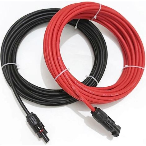 Câble d'extension pour panneau solaire avec connecteurs, 8 m, fil de cuivre noir et rouge, charge rapide et durable (1/5)