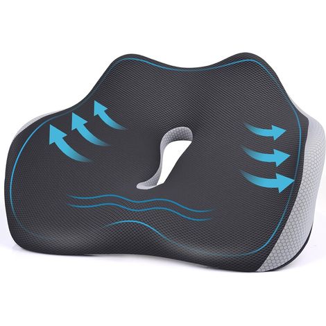 Coussin d'assise orthopédique en mousse à mémoire de forme pour soulager le coccyx coussin d'assise ergonomique pour hémorroïdes avec trou et design en forme de U pour voiture canapé (1/5)