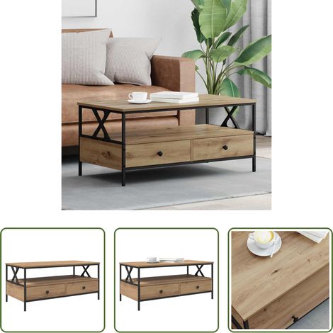 Bois d'ingénierie - Table basse chêne artisanal 100 x 51 x 45 cm Bois d'ingénierie (1/5)