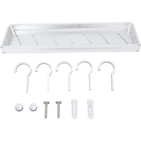 Support mural en aluminium pour salle de bain, sans percer, avec crochet, 50 cm (1/5)