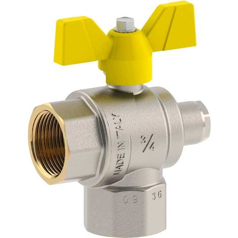 VALVOLA A SFERA GAS A SQUADRO CON PRESA PRESSIONE E FARFALLA IN ALLUMINIO FIV 3/4""F x 3/4""F - DN20