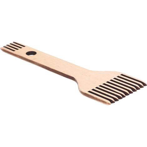 Doppelseitiger Webkamm, ergonomisch geformt, aus robustem Buchenholz mit glänzender Oberfläche, für Webarbeiten (1/5)