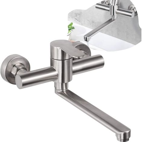 – Mitigeur mural inoxydable 360° pour évier de cuisine – Bras pivotant 23cm – Trous de montage réglables – Économie d'eau jusqu'à 30% (1/4)