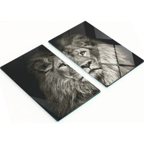 Set Küchenbretter aus gehärtetem Glas mit Löwenmuster, 2 x 30 x 52 cm (1/5)