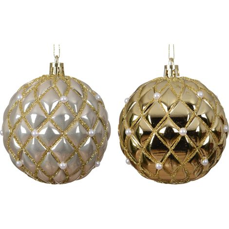 pallina di natale lucida su filo D 8 cm oro decori modello assortito Peraga Christmas