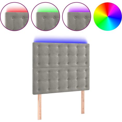 Maison Exclusive - Cabecero con luces LED terciopelo gris claro 9 (1/5)
