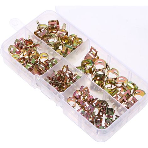 Rosvola 75 pièces assortiment ensemble 6/7/8/9/10mm Autos ressort pince colliers de serrage carburant huile tuyau d'eau Tube pince attache (1/5)