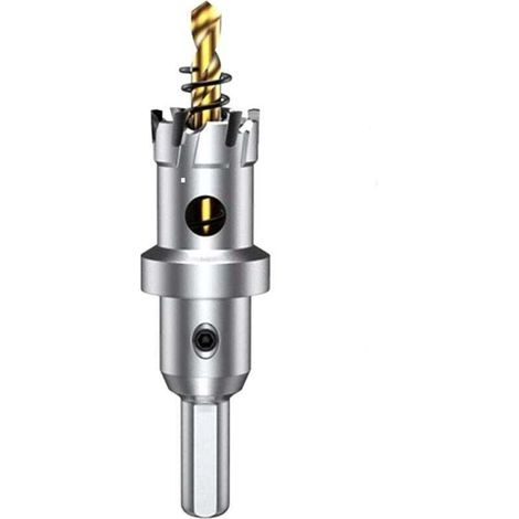 Scie cloche en carbure de tungstène Ulisem 22 mm, foret TCT avec 1 foret pilote revêtu de titane pour acier inoxydable, tôle, métal... (1/4)
