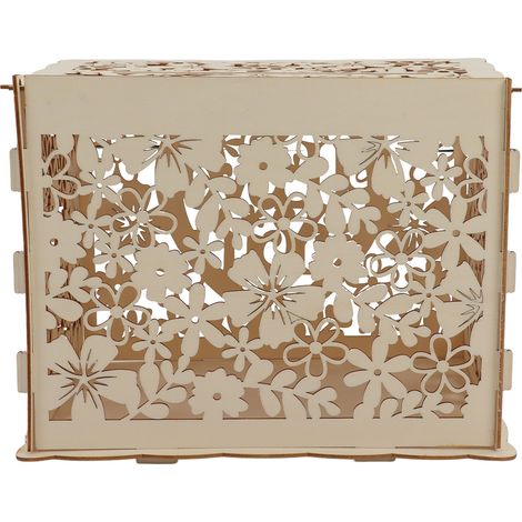 Hohle DIY-Holzbox, Geschenkkartenhalter, Dekorationsbox für Hochzeitsfeiern, einfache Montage JM01192, große Größe (1/5)