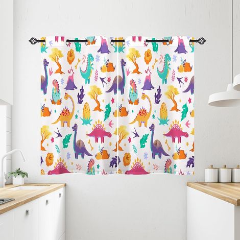 Rideau Occultant Dessin Animé Animaux Dinosaure Rideau Thermique Isolant Tenture Opaque à Oeillets Draperies Intérieurs pour Maison Chambre Salon 2 Panneaux L 60 x H 120 cm - 60L X 120H cm (2 Panneaux (1/5)