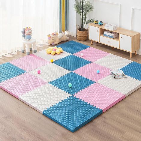 EVA Puzzle Tapis Mousse Bebe - 16 PCS Jeu en Mousse, Protection de Sol, Yoga, Antidérapant 30x30cm (1/5)