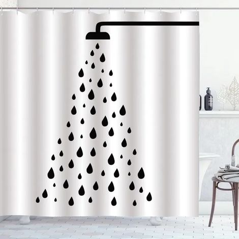 Rideau de douche, pulvérisateur de douche, anti-moisissure, 12 crochets, imperméable, lavable, polyester, 180 x 200 cm (1/5)