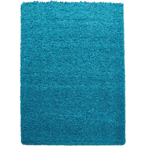 Tapis poils longs shaggy 160x230 turquoise tissé rectangle motif uni UNI L