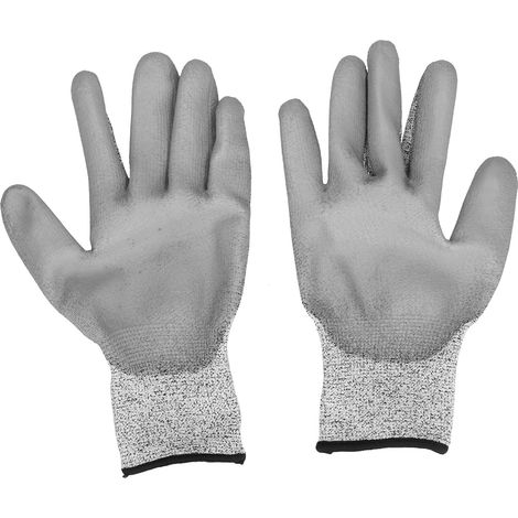 2 Paires de Gants Anti-Coupures Gris Niveau 5 Protection HPPE Imprégnés pour Jardinage Extérieur