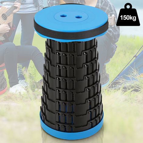 Tragbarer Klappstuhl Kompakt Leichte Teleskop 150kg Outdoor Klapphocker Tragbar Blau