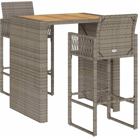 Maison Exclusive - 3-tlg. Gartenbar-Set ohne Kissen Grau Poly Rat