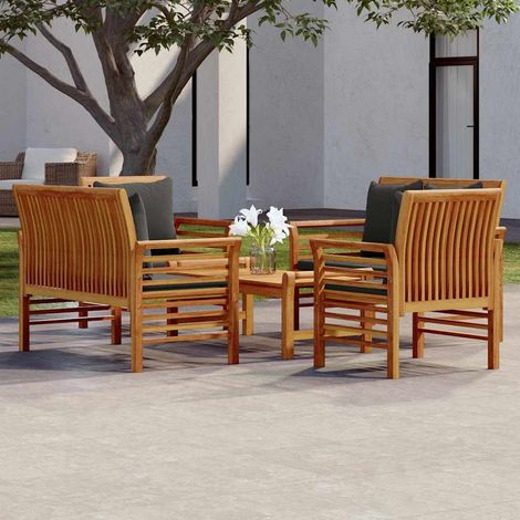 vidaXL Juego de muebles jardín 5 pzas con cojines madera maciza acacia (1/5)