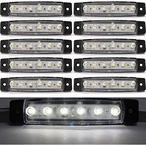 Biqing 10PCS Feu de Gabarit Remorque Blanc, LED Feux de Gabarit Indicateurs De Position 12V pour Camion Remorque Camion Bus Bateau (1/5)