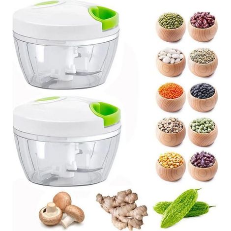 2x Coupe-oignons, hachoir à légumes, hachoir à oignons, coupe-légumes, hachoir à ail, gingembre, légumes de cuisine (1/5)