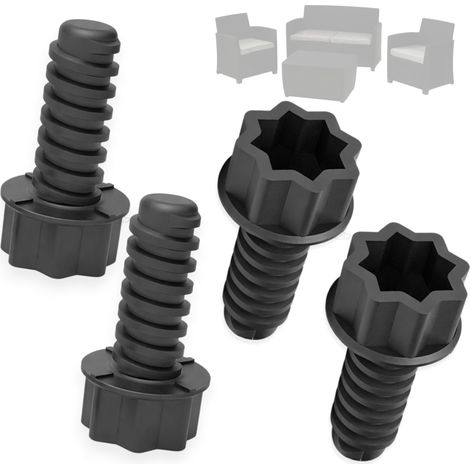 Vis de rechange pour chaise de jardin compatible avec meubles en rotin, 49 mm, filetage Ø 15 mm, longueur 35 mm, fabriqué en Italie (4) (1/4)