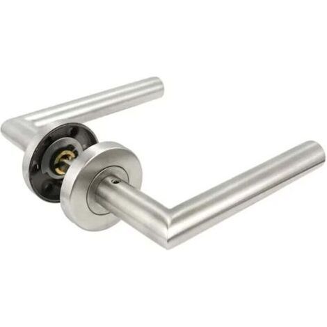 Poignée de porte, base ronde, design cylindrique, poignée à levier, convient aux portes de 30 à 48 mm d'épaisseur, en acier inoxydable, avec un axe carré de 8 mm. (1/4)