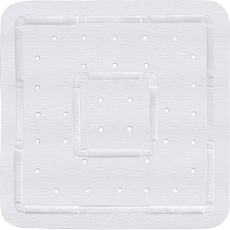 WENKO Tapis de douche Florida, tapis de douche antidérapant avec trous d'évacuation, fixation par ventouse, Plastique, 55x55 cm, blanc (1/3)