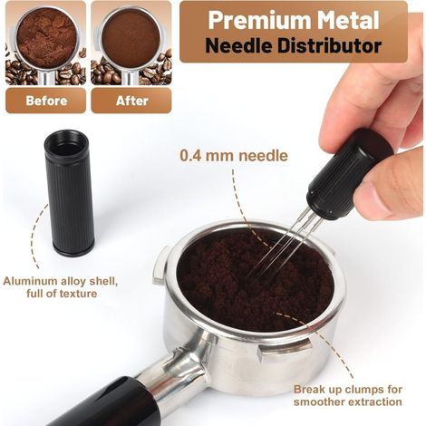 Kit d'accessoires pour machine à expresso 58 mm : tasseur à ressort, outil WDT, distributeur de café, entonnoir doseur magnétique, filtre à disque avec extracteur. (1/3)