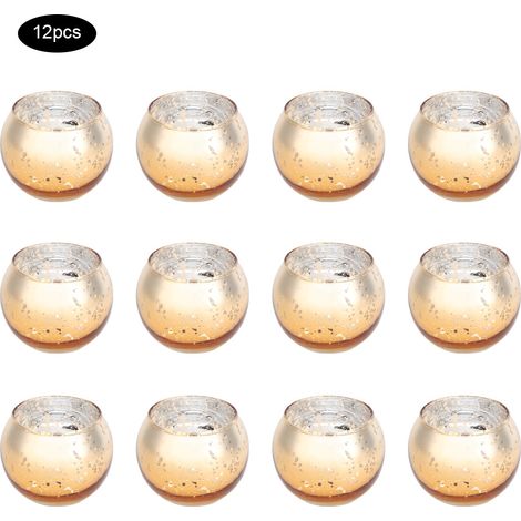 Portavelas Para Velas De Té - Vidrio Grueso - Diseño Elegante Dorado - Para Decoración De Hogar Y Fiestas (1/5)