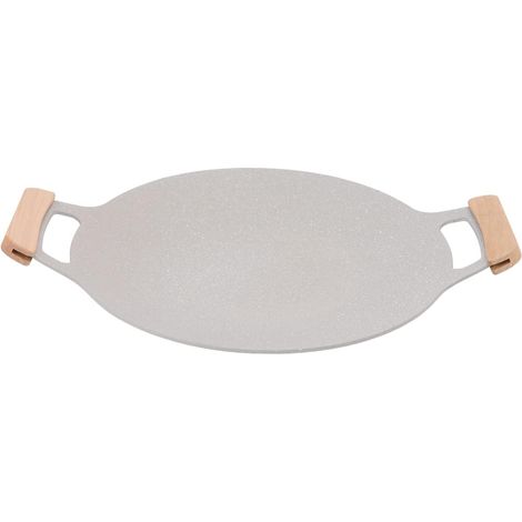 Poêle à Griller Coréenne, Plaque De Cuisson Antiadhésive avec Poignées, Plaque Chauffante Ronde en Aluminium Compatible avec Cuisinière à Gaz, Table De Cuisson à Induction (30cm) (1/5)