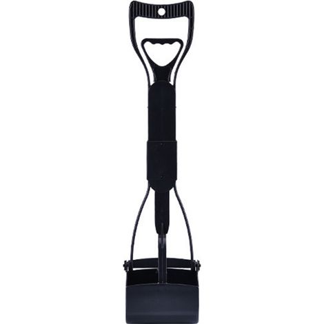 Recogedor portátil de mango largo para excrementos de perros y gatos, con pinza y extensión para facilitar la limpieza.