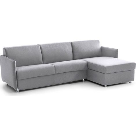 Divano Fisso con Penisola Posina, Sfoderabile, Reversibile Made in Italy, Idrorepellente Multiposizione, 260x160 cm Grigio