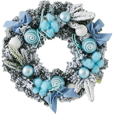 Couronne de Noël, ornements créatifs à suspendre pour sapins de Noël, fenêtres, portes d'entrée, fournitures de fête – Bleu, 30 cm (1/5)