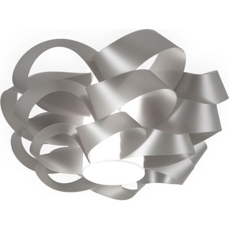 Plafoniera una luce CLOUD Argento diametro 50x h24 cm (1/2)