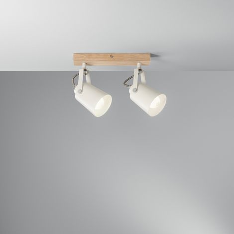 Eda AP2 Wand- und Deckenleuchte, zwei schwenkbare Lichter, weißes Metall (1/2)