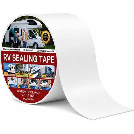 Ruban adhésif de solive de terrasse 5 cm x 5 m, imperméable, résistant aux intempéries et anti-corrosion, autocollant pour solives en bois, terrasses, poutres, toit, camping-car, blanc (1/5)