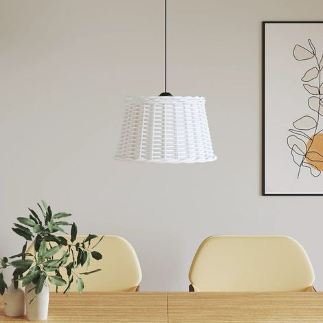 Abat-jour de plafonnier blanc Ø45x28 cm osier (1/5)