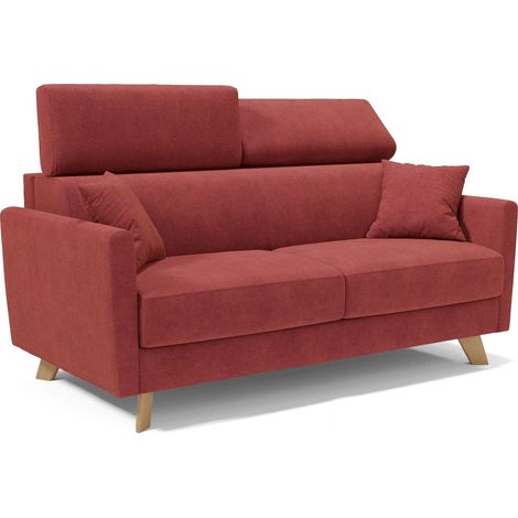 Francy Schlafsofa mit verstellbaren Kopfstützen aus abwaschbarem Stoff T17 160 cm (mat. 120x197) Rot