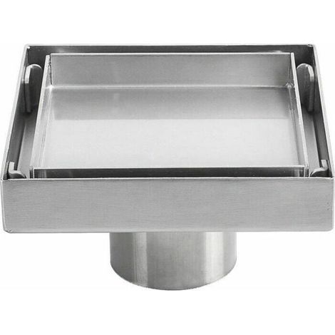 Siphon de sol invisible en acier inoxydable 304 drain de sol déodorant épaissi carré 1010cm (1/5)