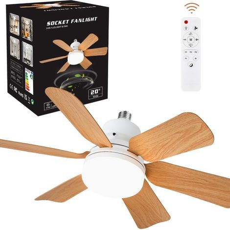 Deckenventilator mit dimmbarer LED-Beleuchtung – Fernbedienung – 3 Geschwindigkeitsstufen – Durchmesser 52 cm – Für Innenräume (1/5)