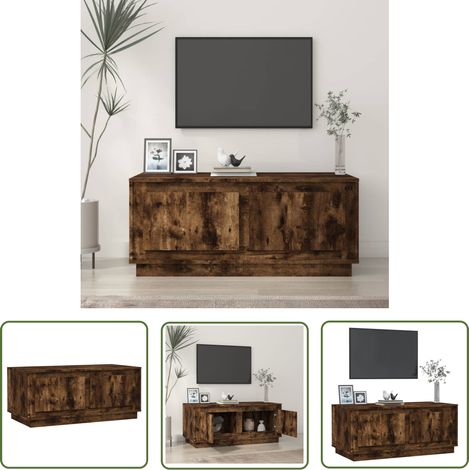 The Living Store Couchtisch Räuchereiche 102x50x44 cm Holzwerkstoff - Couchtisch - Wohnzimmerstil - Holzmöbel - Holzwerkstoff - Sideboard (1/5)