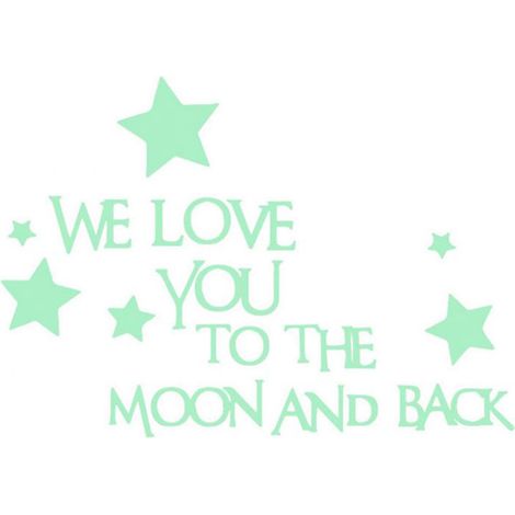 Autocollant vinyle vert We Love You deco murale chambre salon surface lisse lot de 1 env. 6x35cm