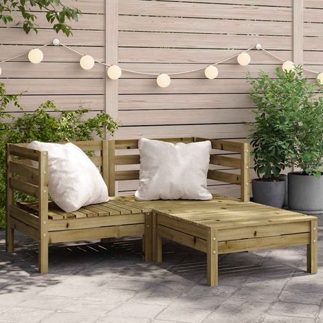 Canapé de jardin 2 places avec repose-pieds en bois de pin imprégné 127 x 127 x 62,5 cm - PANGIVO (1/5)