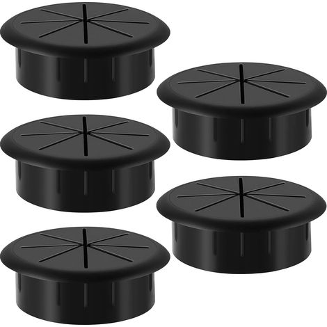 CCYKXA Packung mit 5 schwarzen, flexiblen Kabeldurchführungen aus Kunststoff, Ø 61 mm (1/4)