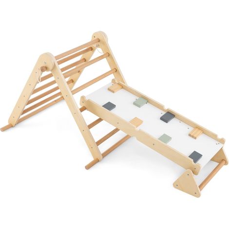 Jeu d'escalade en triangle 3 en 1 115 x 69 x 60 cm ajustable design ludique en bois naturel