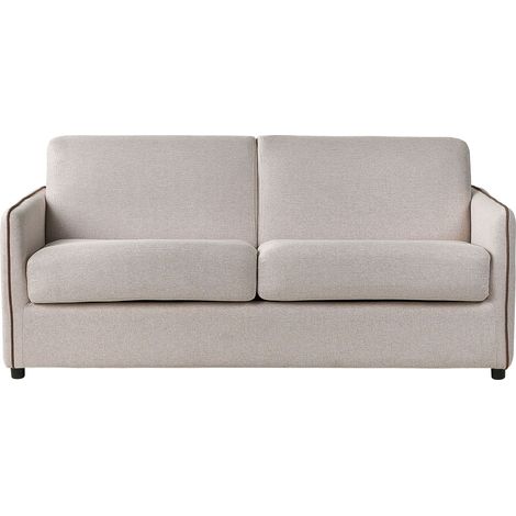 Divano letto moderno trasformabile 2 posti in tessuto gambe in plastica beige chiaro Ishoj (1/5)