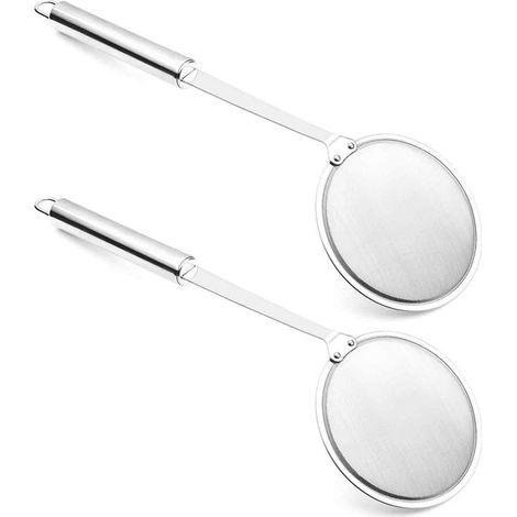 Écumoire Longziming 2x - Louche à huile pour fondue - 32 cm - Acier inoxydable 304 - Tamis à mailles fines avec long manche - Pour séparer l'huile, la graisse et l'écume - Ustensiles de cuisine (1/5)